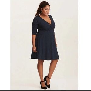 Torrid Blue Ribbed Wrap dress 3x EUC